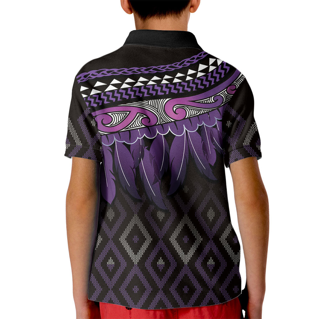 Aotearoa Maori Ngati Porou Iwi Kid Polo Shirt Korowai Tukutuku Kaokao Motifs