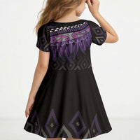 Aotearoa Maori Ngati Porou Iwi Kid Short Sleeve Dress Korowai Tukutuku Kaokao Motifs