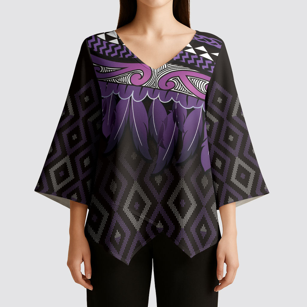Aotearoa Maori Ngati Porou Iwi Kimono Sleeve Blouse Korowai Tukutuku Kaokao Motifs