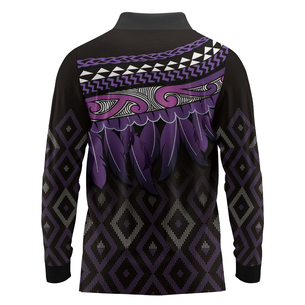 Aotearoa Maori Ngati Porou Iwi Long Sleeve Polo Shirt Korowai Tukutuku Kaokao Motifs