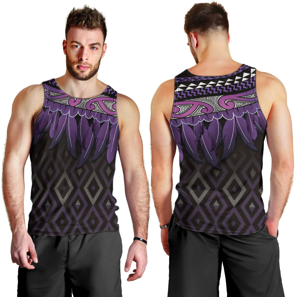 Aotearoa Maori Ngati Porou Iwi Men Tank Top Korowai Tukutuku Kaokao Motifs