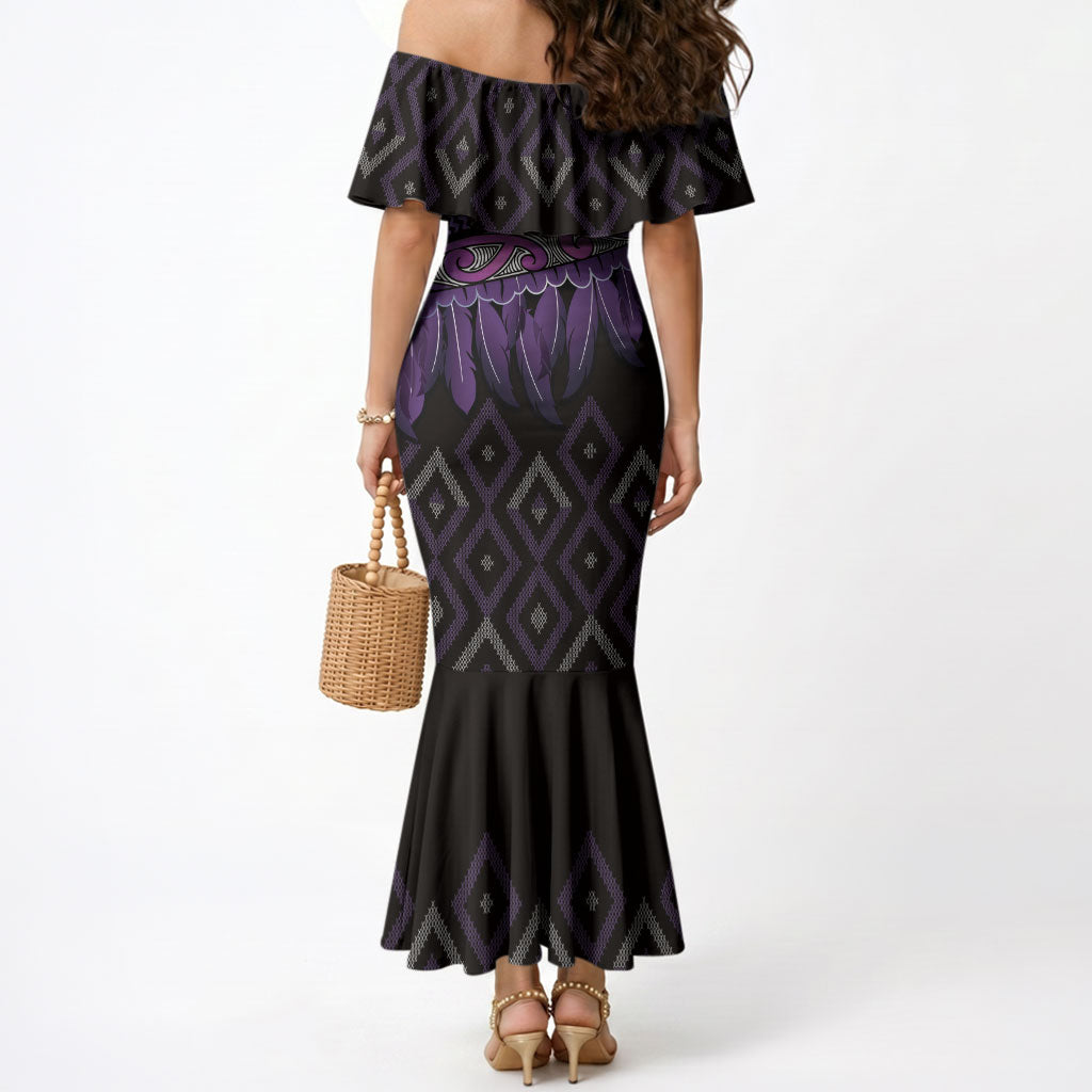 Aotearoa Maori Ngati Porou Iwi Mermaid Dress Korowai Tukutuku Kaokao Motifs