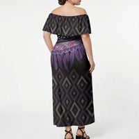 Aotearoa Maori Ngati Porou Iwi Off Shoulder Maxi Dress Korowai Tukutuku Kaokao Motifs