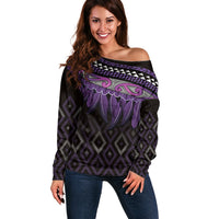Aotearoa Maori Ngati Porou Iwi Off Shoulder Sweater Korowai Tukutuku Kaokao Motifs