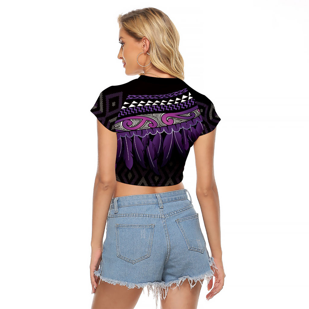 Aotearoa Maori Ngati Porou Iwi Raglan Cropped T Shirt Korowai Tukutuku Kaokao Motifs