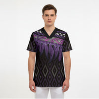 Aotearoa Maori Ngati Porou Iwi Scrub Top Korowai Tukutuku Kaokao Motifs