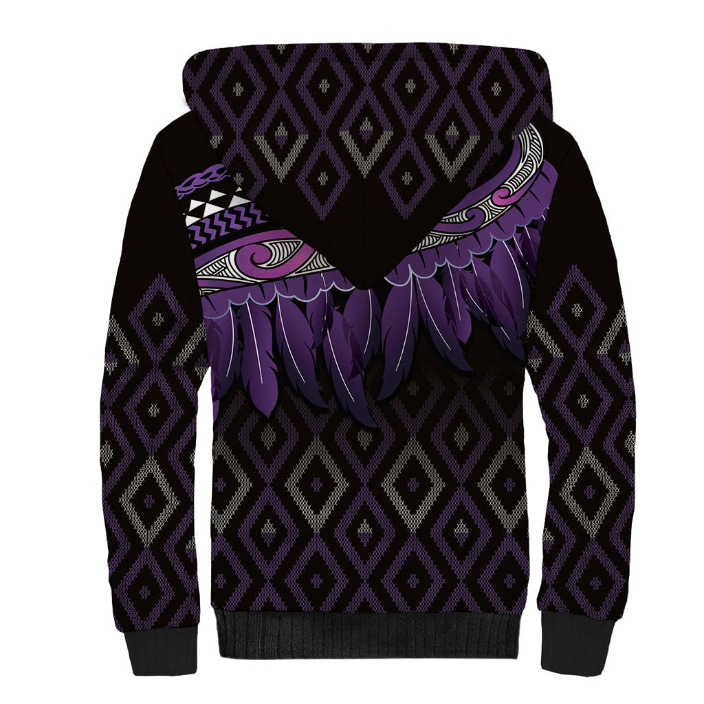 Aotearoa Maori Ngati Porou Iwi Sherpa Hoodie Korowai Tukutuku Kaokao Motifs