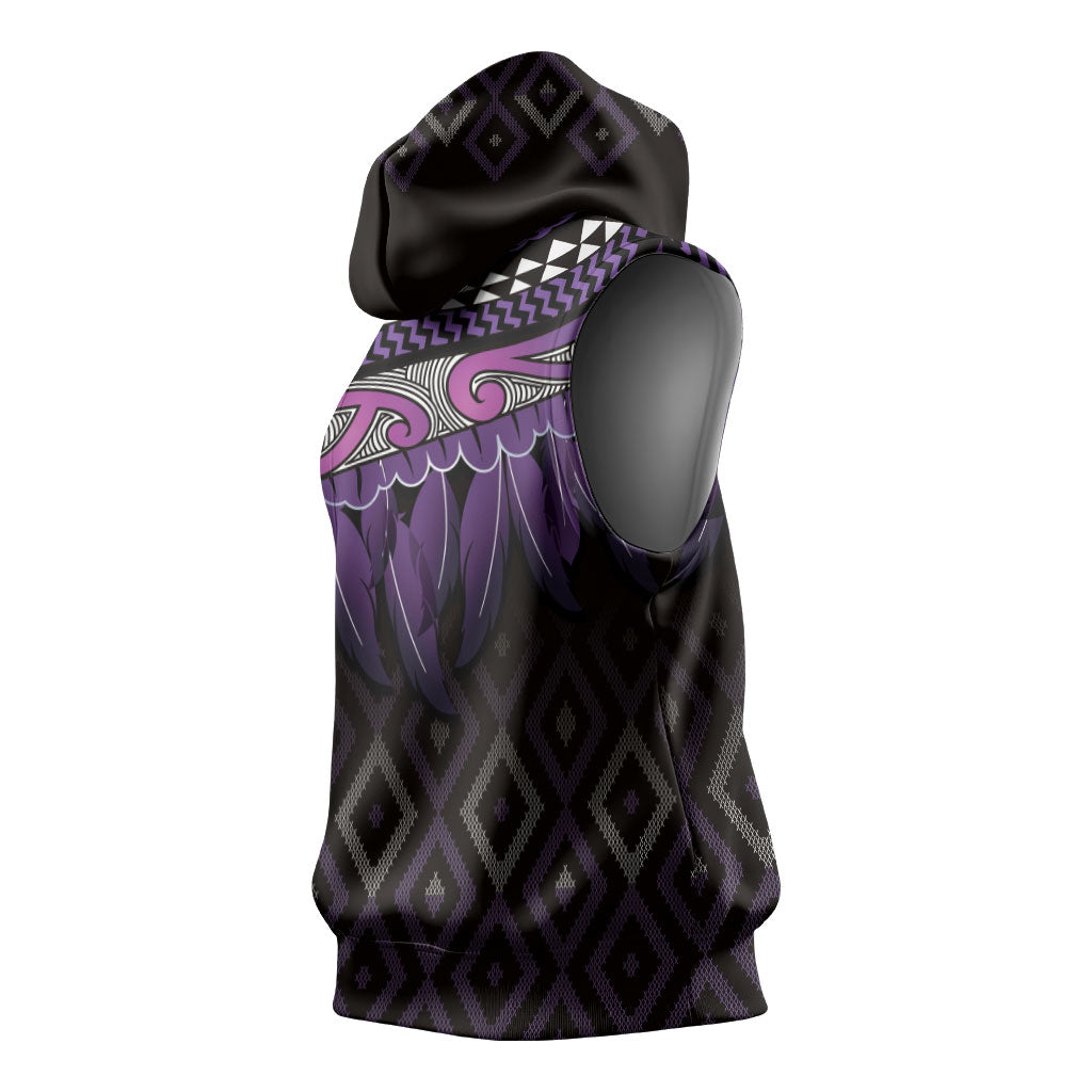 Aotearoa Maori Ngati Porou Iwi Sleeveless Hoodie Korowai Tukutuku Kaokao Motifs