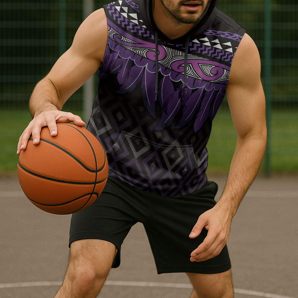Aotearoa Maori Ngati Porou Iwi Sleeveless Hoodie Korowai Tukutuku Kaokao Motifs
