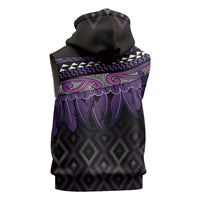 Aotearoa Maori Ngati Porou Iwi Sleeveless Zip Hoodie Korowai Tukutuku Kaokao Motifs