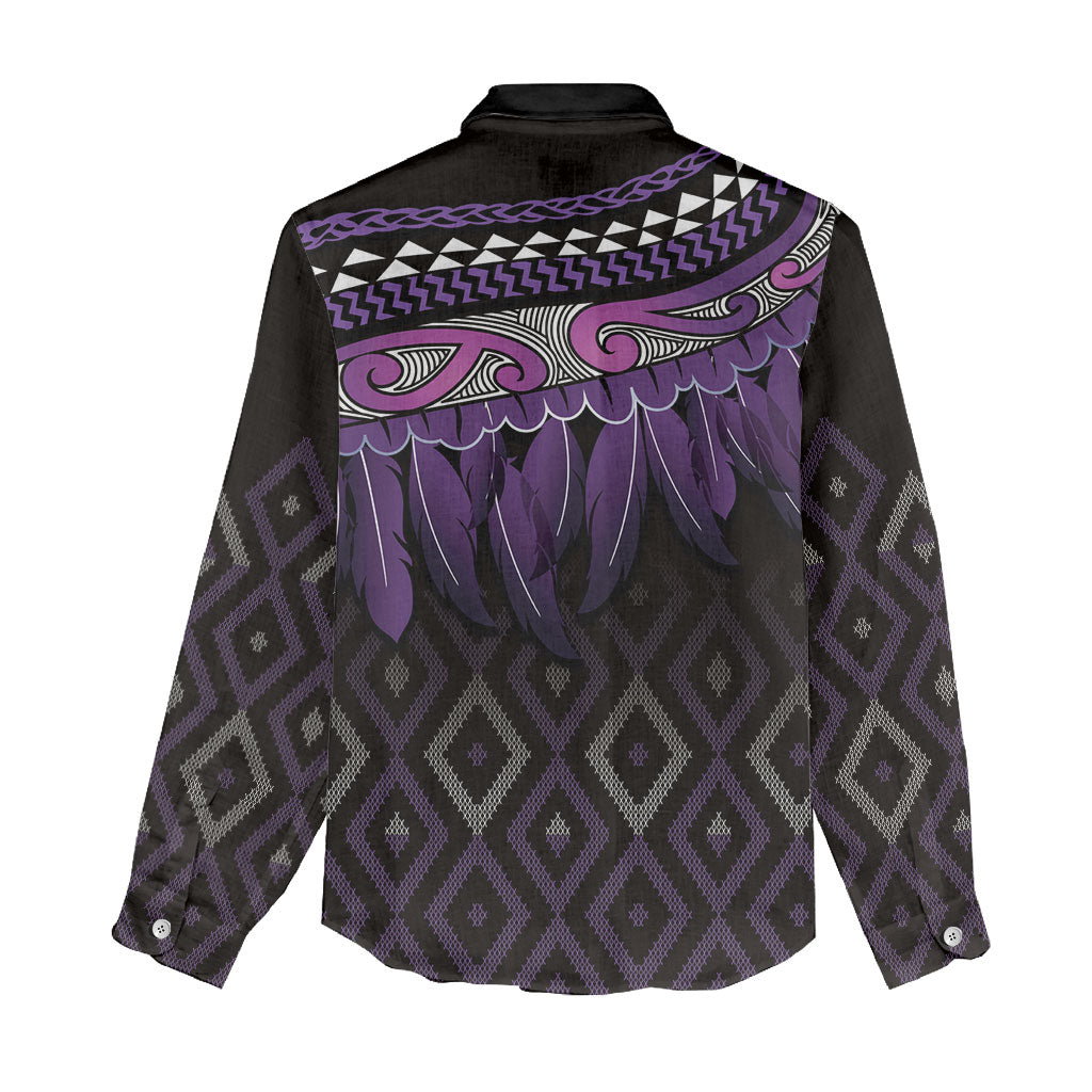 Aotearoa Maori Ngati Porou Iwi Women Casual Shirt Korowai Tukutuku Kaokao Motifs