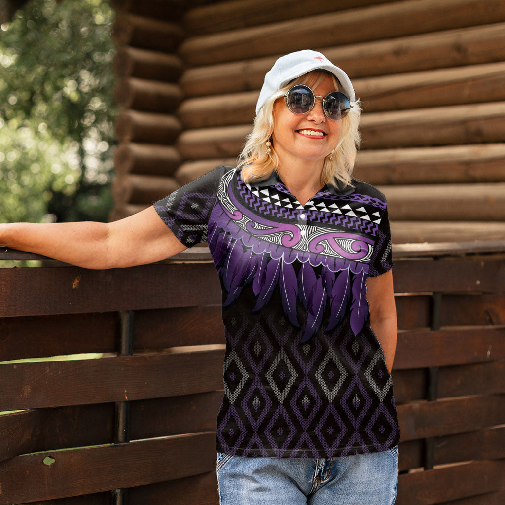 Aotearoa Maori Ngati Porou Iwi Women Polo Shirt Korowai Tukutuku Kaokao Motifs