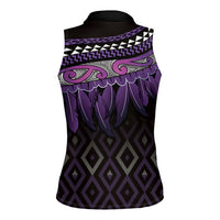 Aotearoa Maori Ngati Porou Iwi Women Sleeveless Polo Shirt Korowai Tukutuku Kaokao Motifs
