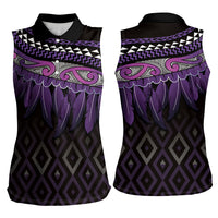 Aotearoa Maori Ngati Porou Iwi Women Sleeveless Polo Shirt Korowai Tukutuku Kaokao Motifs