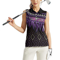 Aotearoa Maori Ngati Porou Iwi Women Sleeveless Polo Shirt Korowai Tukutuku Kaokao Motifs