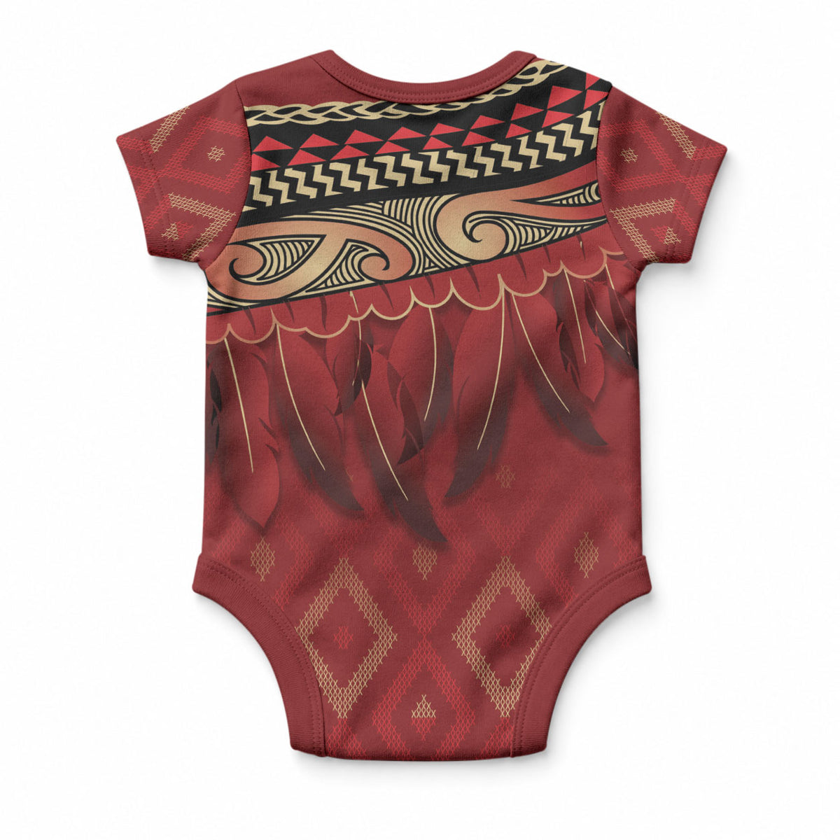 Aotearoa Maori Waikato Tainui Iwi Baby Onesie Korowai Tukutuku Kaokao Motifs
