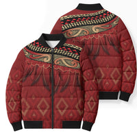 Aotearoa Maori Waikato Tainui Iwi Bomber Puffer Jacket Korowai Tukutuku Kaokao Motifs