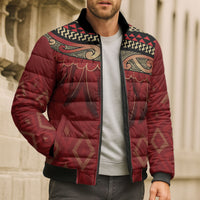 Aotearoa Maori Waikato Tainui Iwi Bomber Puffer Jacket Korowai Tukutuku Kaokao Motifs