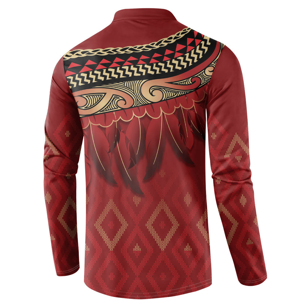 Aotearoa Maori Waikato Tainui Iwi Button Sweatshirt Korowai Tukutuku Kaokao Motifs