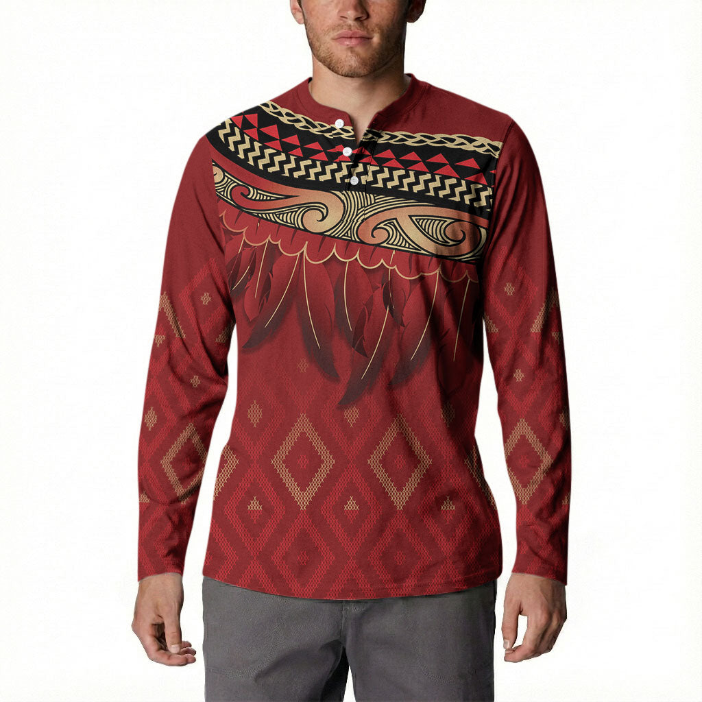 Aotearoa Maori Waikato Tainui Iwi Button Sweatshirt Korowai Tukutuku Kaokao Motifs