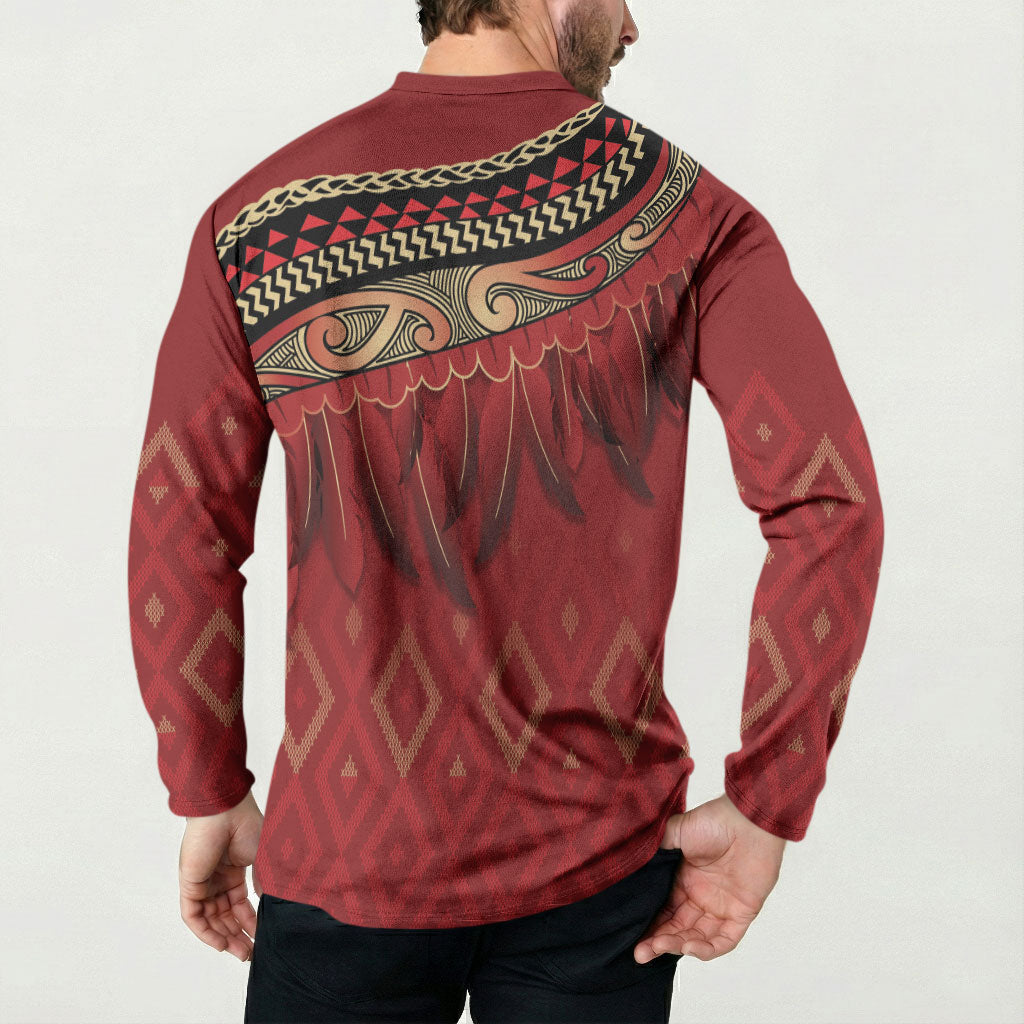 Aotearoa Maori Waikato Tainui Iwi Button Sweatshirt Korowai Tukutuku Kaokao Motifs