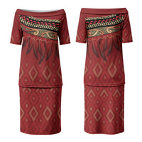 Aotearoa Maori Waikato Tainui Iwi Couples Matching Puletasi and Hawaiian Shirt Korowai Tukutuku Kaokao Motifs