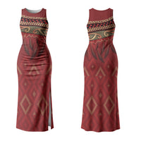 Aotearoa Maori Waikato Tainui Iwi Couples Matching Tank Maxi Dress and Long Sleeve Button Shirt Korowai Tukutuku Kaokao Motifs