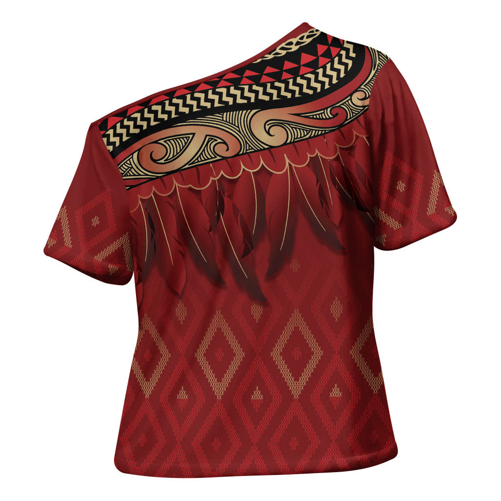 Aotearoa Maori Waikato Tainui Iwi Cross Shoulder Shirt Korowai Tukutuku Kaokao Motifs