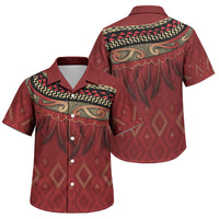 Aotearoa Maori Waikato Tainui Iwi Family Matching Off Shoulder Short Dress and Hawaiian Shirt Korowai Tukutuku Kaokao Motifs