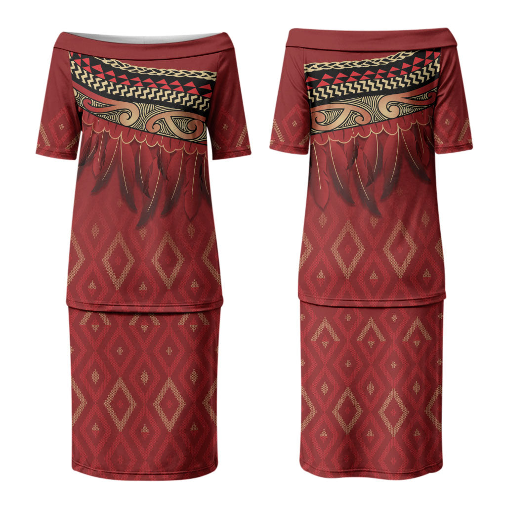 Aotearoa Maori Waikato Tainui Iwi Family Matching Puletasi and Hawaiian Shirt Korowai Tukutuku Kaokao Motifs