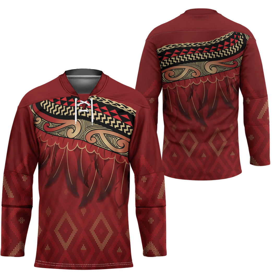 Aotearoa Maori Waikato Tainui Iwi Hockey Jersey Korowai Tukutuku Kaokao Motifs