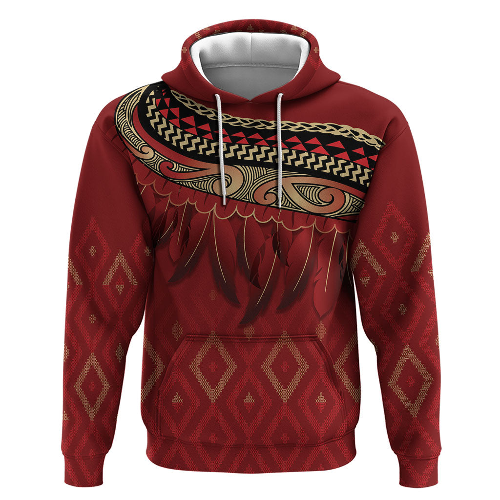 Aotearoa Maori Waikato Tainui Iwi Hoodie Korowai Tukutuku Kaokao Motifs