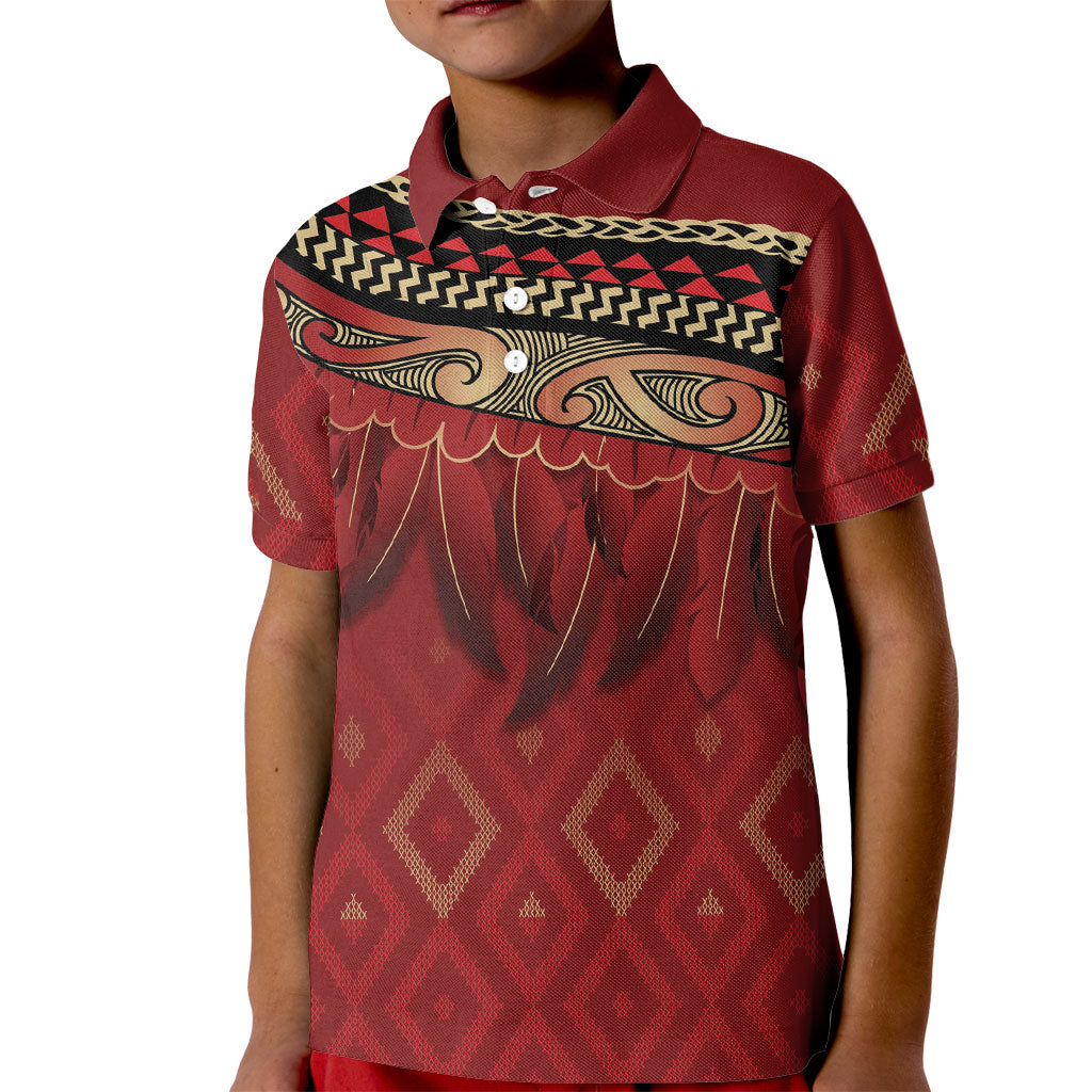 Aotearoa Maori Waikato Tainui Iwi Kid Polo Shirt Korowai Tukutuku Kaokao Motifs