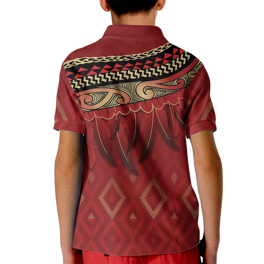 Aotearoa Maori Waikato Tainui Iwi Kid Polo Shirt Korowai Tukutuku Kaokao Motifs