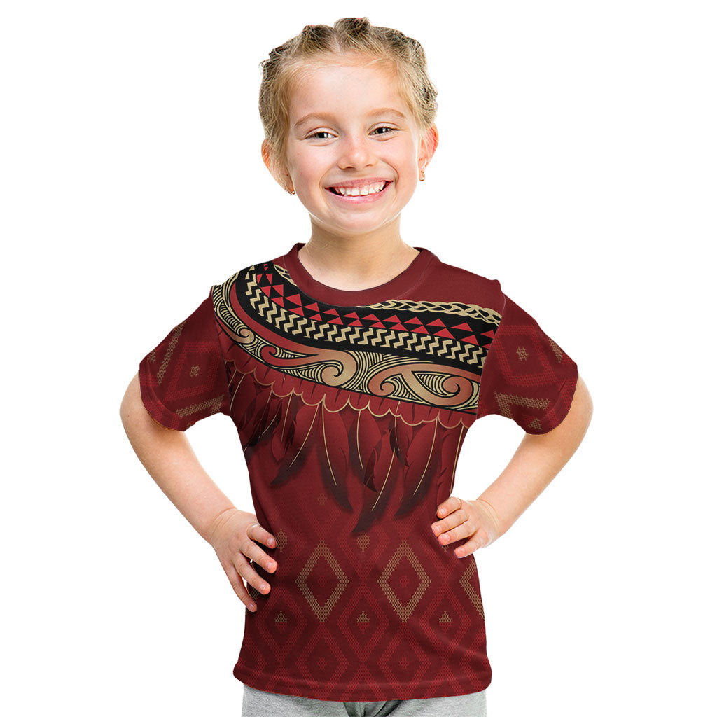 Aotearoa Maori Waikato Tainui Iwi Kid T Shirt Korowai Tukutuku Kaokao Motifs