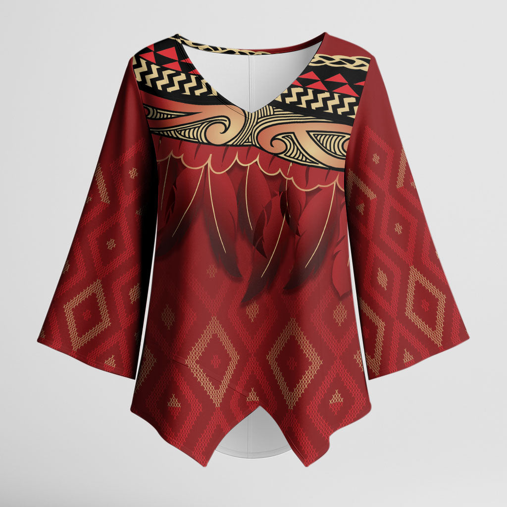 Aotearoa Maori Waikato Tainui Iwi Kimono Sleeve Blouse Korowai Tukutuku Kaokao Motifs