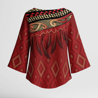 Aotearoa Maori Waikato Tainui Iwi Kimono Sleeve Blouse Korowai Tukutuku Kaokao Motifs