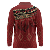 Aotearoa Maori Waikato Tainui Iwi Long Sleeve Polo Shirt Korowai Tukutuku Kaokao Motifs
