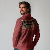 Aotearoa Maori Waikato Tainui Iwi Long Sleeve Polo Shirt Korowai Tukutuku Kaokao Motifs