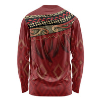 Aotearoa Maori Waikato Tainui Iwi Long Sleeve Shirt Korowai Tukutuku Kaokao Motifs