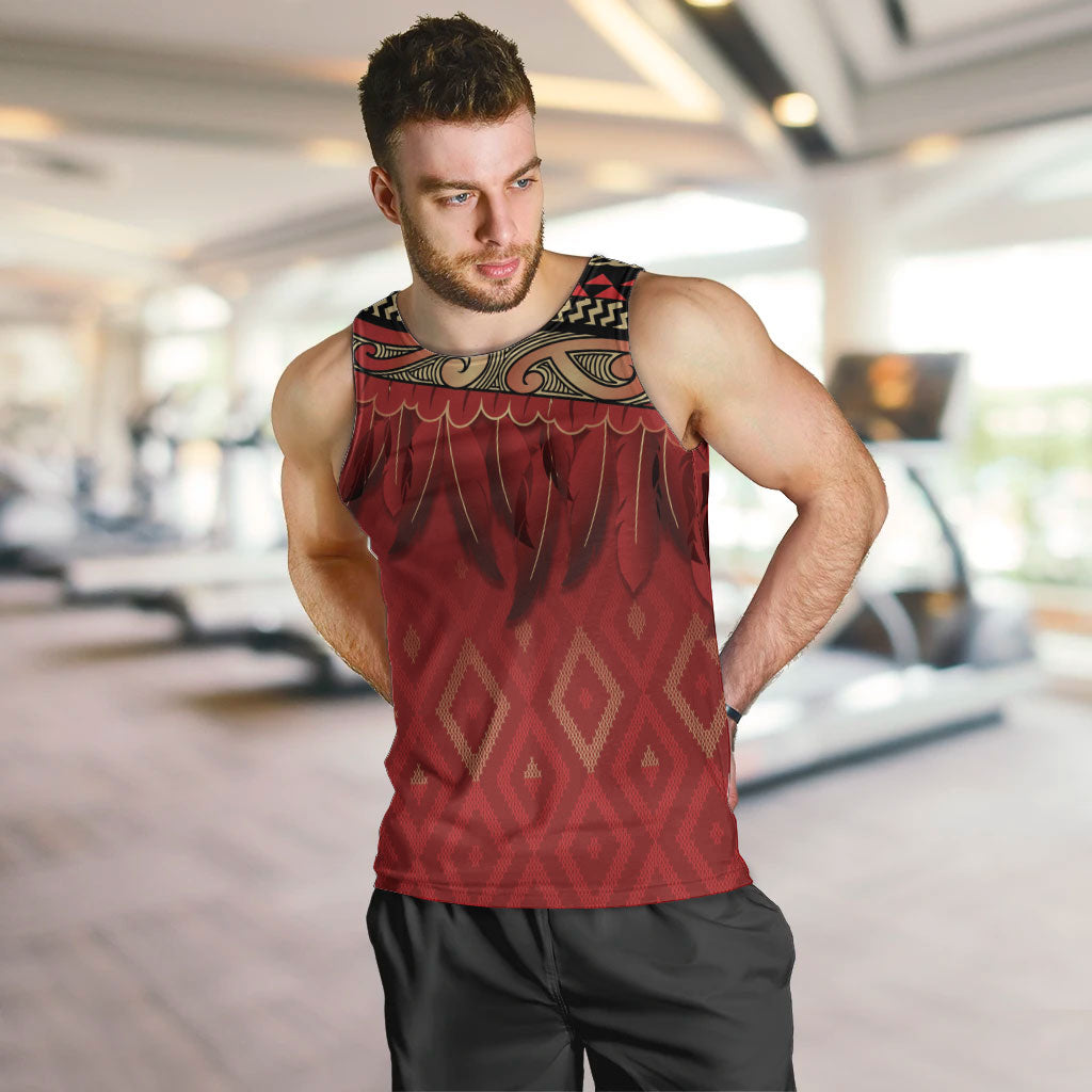 Aotearoa Maori Waikato Tainui Iwi Men Tank Top Korowai Tukutuku Kaokao Motifs