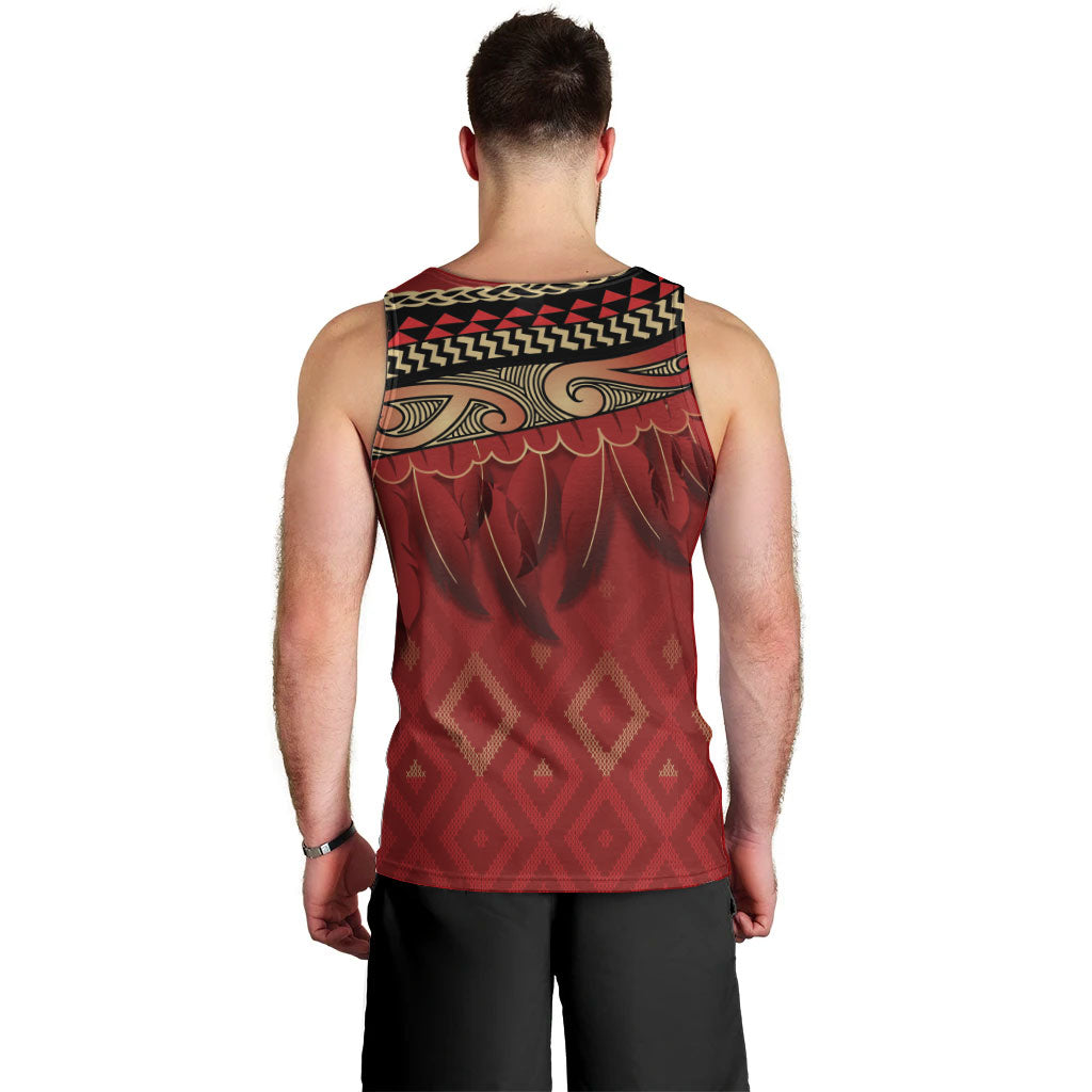Aotearoa Maori Waikato Tainui Iwi Men Tank Top Korowai Tukutuku Kaokao Motifs