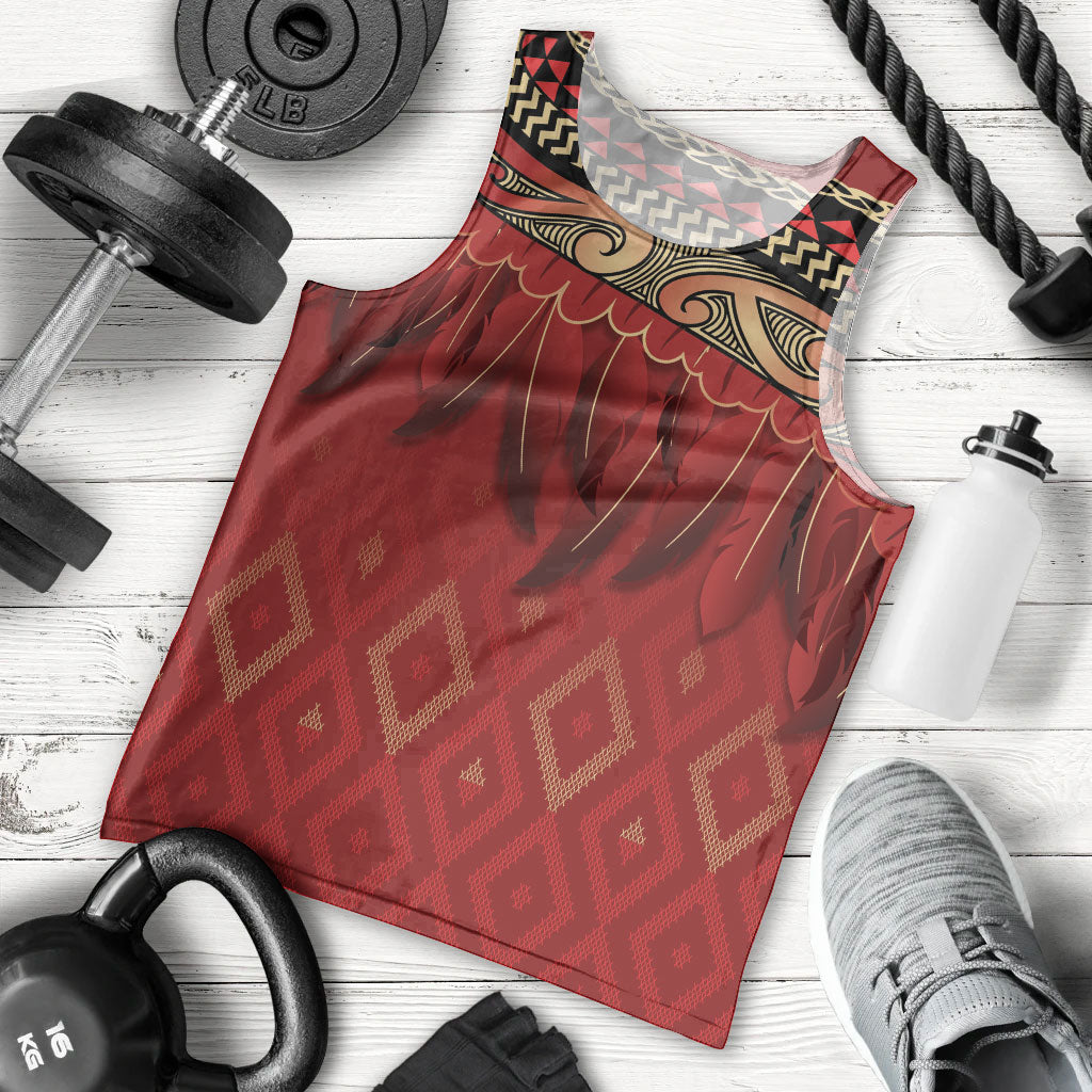 Aotearoa Maori Waikato Tainui Iwi Men Tank Top Korowai Tukutuku Kaokao Motifs