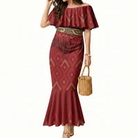 Aotearoa Maori Waikato Tainui Iwi Mermaid Dress Korowai Tukutuku Kaokao Motifs