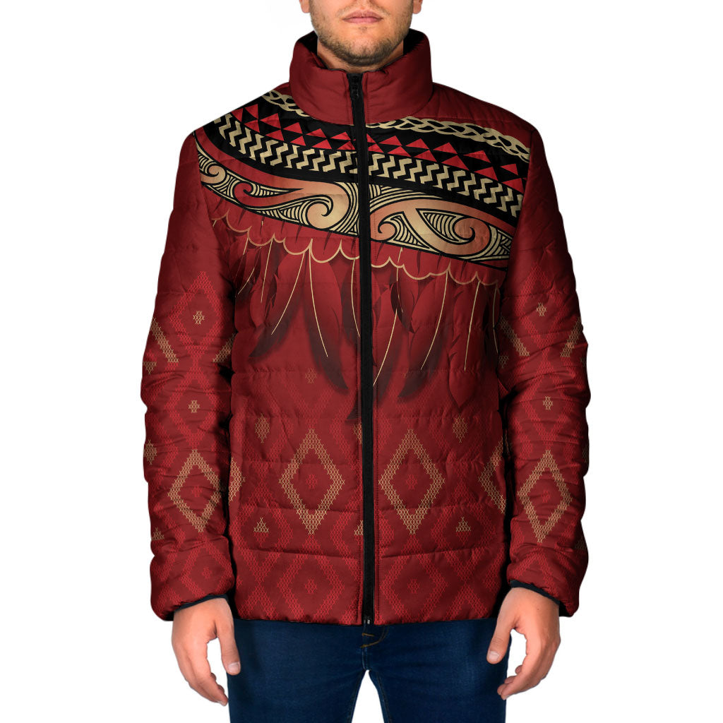 Aotearoa Maori Waikato Tainui Iwi Padded Jacket Korowai Tukutuku Kaokao Motifs