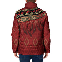 Aotearoa Maori Waikato Tainui Iwi Padded Jacket Korowai Tukutuku Kaokao Motifs