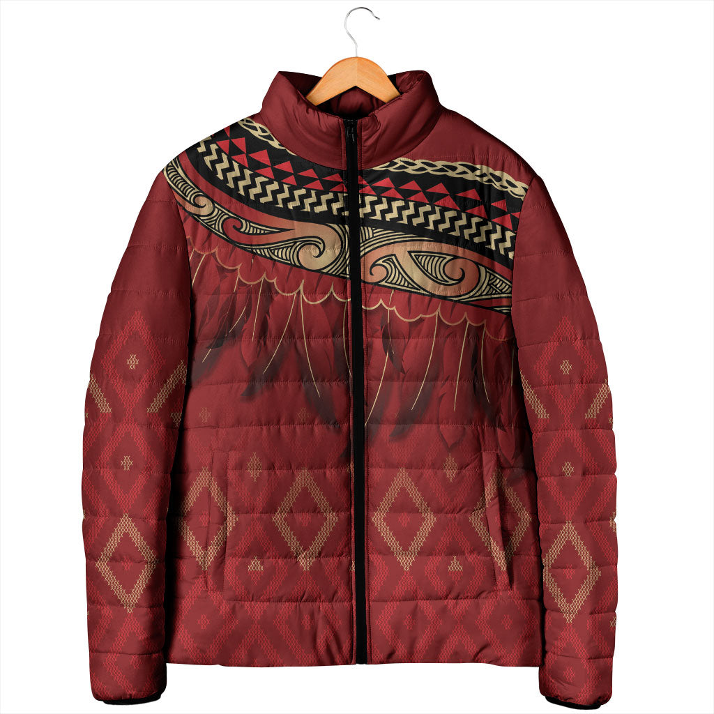 Aotearoa Maori Waikato Tainui Iwi Padded Jacket Korowai Tukutuku Kaokao Motifs