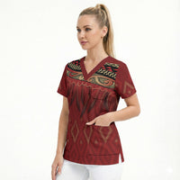 Aotearoa Maori Waikato Tainui Iwi Scrub Top Korowai Tukutuku Kaokao Motifs