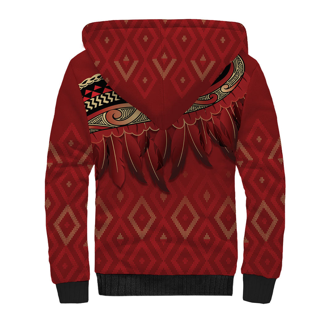 Aotearoa Maori Waikato Tainui Iwi Sherpa Hoodie Korowai Tukutuku Kaokao Motifs