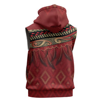 Aotearoa Maori Waikato Tainui Iwi Sleeveless Hoodie Korowai Tukutuku Kaokao Motifs